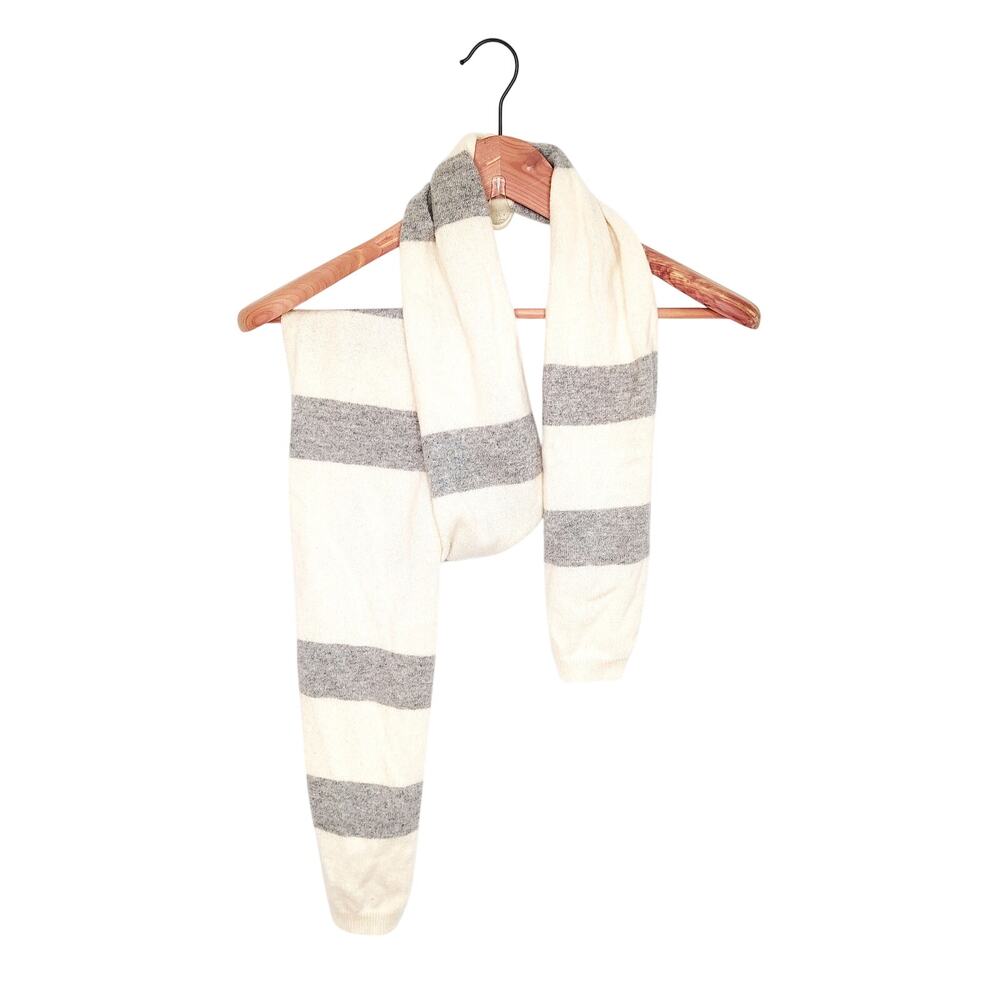 Talbots Scarf Cashmere Stripe Cozy Cream Gray Luxury Capsule Minimalist Classy